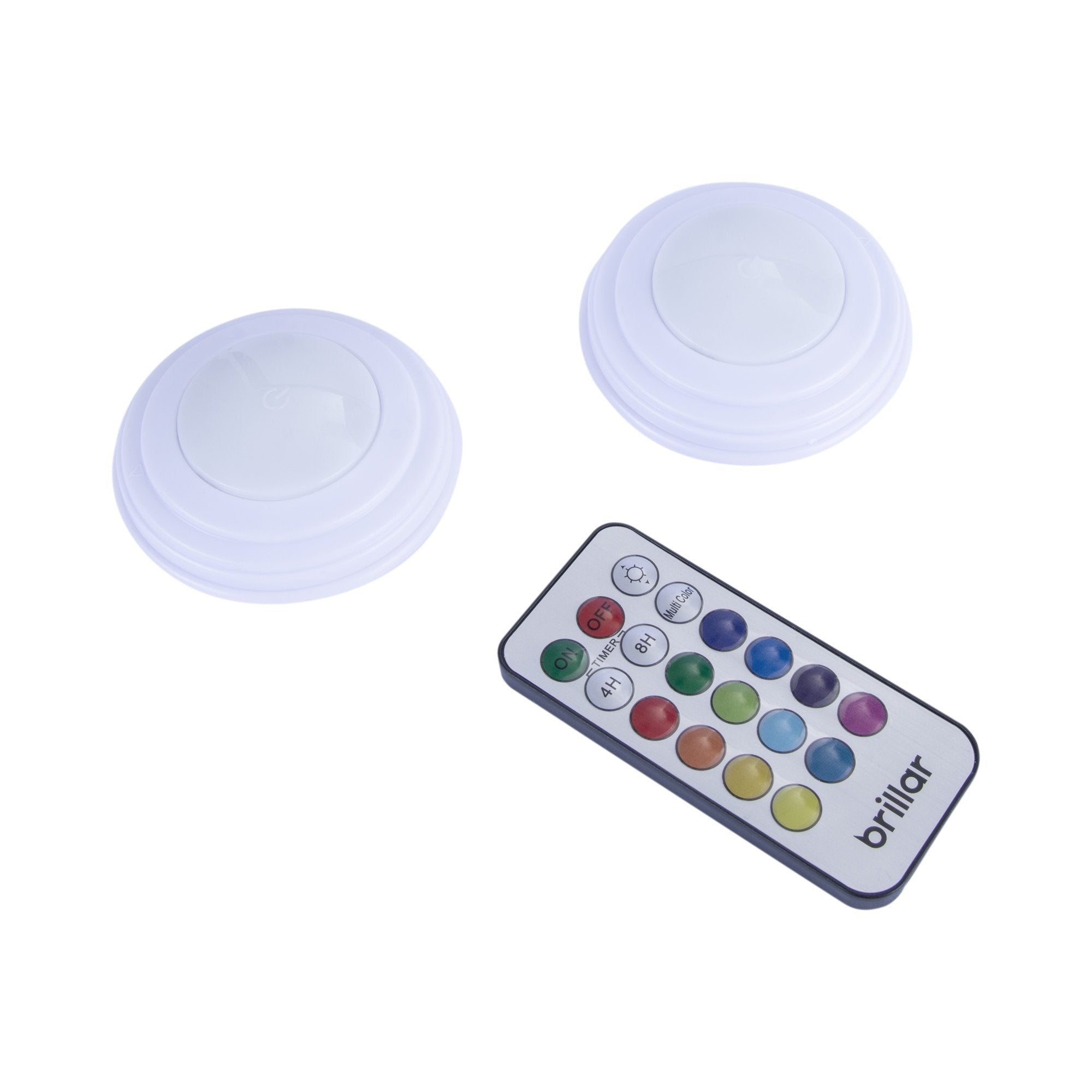 Remote Controlled Colour Changing Puck Lights 2pk